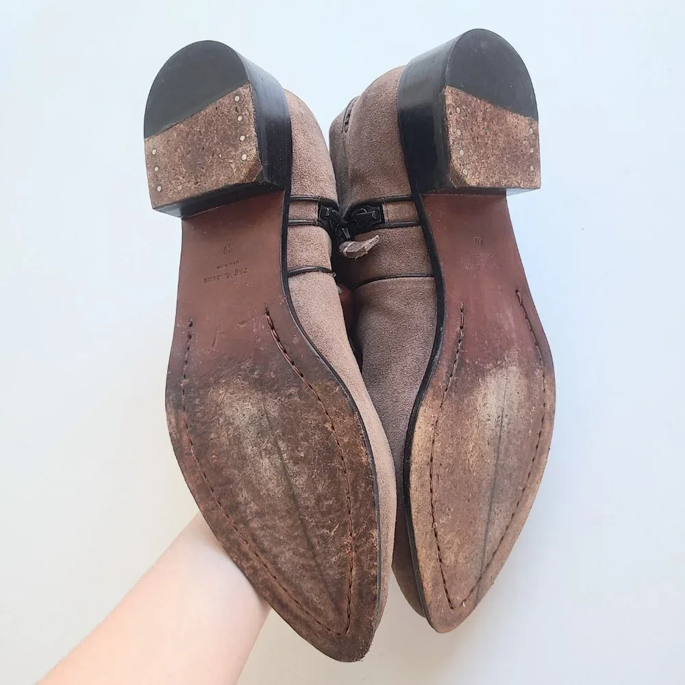 Rag & Bone 'Aston' Taupe Brown Suede Ankle Booties US Size 10 / EU Size 40